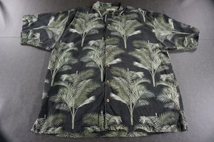 Tommy Bahama Shirt Mens XL Black Silk Palm Tree Hawaiian Button Up Camp Casual - Picture 1 of 13