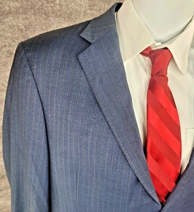 Hart Schaffner Marx Dillard Anzug 46 S blau Nadelstreifen 36x26 zwei Knöpfe USA kurz - Bild 1 von 15