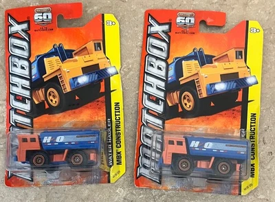 Matchbox (2) MBX Construction (2012) Water Hauler Orange & Blue Toy Truck 44/120 - Image 1 of 3