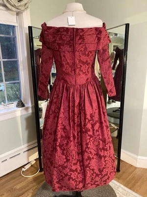Vestido Vintage Brocado Bergundy Jessica McClintock Foto 1 de 4