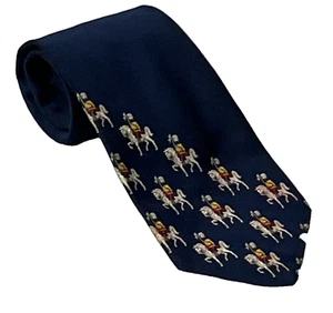 Corbata De Colección Resilio Repp Corbata Caballo Británico Patrón Azul Marino Mezcla Seda EE. UU. - Imagen 1 de 11