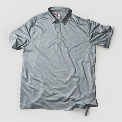 Chick Fil A 衬衫男式 L Polo 灰色白色条纹工作服 — 第 1/3 张图片