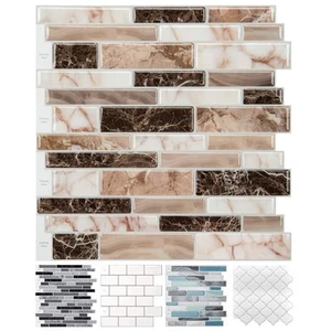 10-Sheet Peel and Stick Tile Backsplash, Vinyl 3D Self-Adhesive Tile Stickers... - Picture 1 of 7