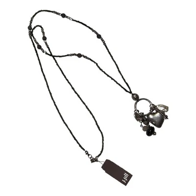 Colar longo J. Jill prata cinza coração frisado pérola berloque novo com etiquetas - Imagem 1 de 2