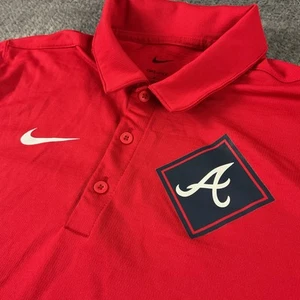 Atlanta Braves Polo Uomo Media Nike Dri Fit Manica Corta Baseball Performance - Foto 1 di 12