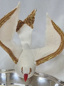 Christmas Ornament Felt Dove 6.5” made Japan early 1950s gold trim clip on tree - Picture 1 of 4