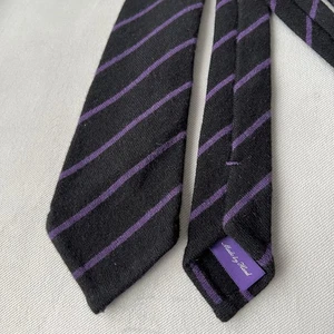 RALPH LAUREN Purple Label Krawatte schwarz lila gestreift 100% Kaschmir selten - Bild 1 von 11