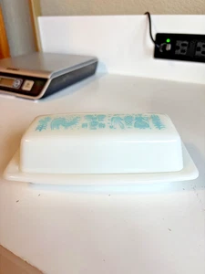 Vintage Pyrex Amish Butterprint Türkis Butterdose - Bild 1 von 7