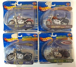 Harley Davidson Collection of four 1:18 scale Hot Wheels die-cast motorcycles. - Picture 1 of 6