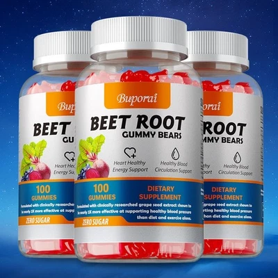 Gomitas de raíz de remolacha - Regulación de la presión arterial, circulación sanguínea, salud del corazón Foto 1 de 4
