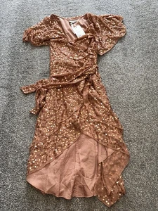 NWT Womens ASOS Dress, Size 8, Pink, Sequin, Belted, Lined, Chiffon, (S2) - Picture 1 of 6