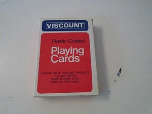Vintage Viscount Plastic Coated Poker Deck Playing Cards Made in Hong Kong Red - Foto 1 di 5