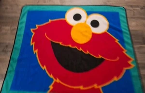 Elmo Fleece Blanket SESAME Street 90's Disney Rare VINTAGE - Picture 1 of 14