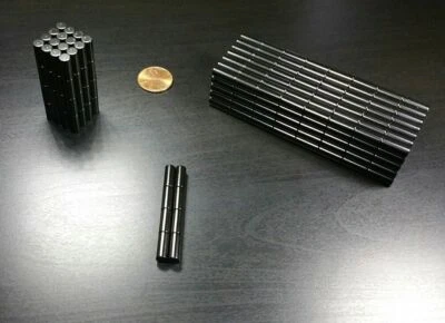 10-60 шт. 1/2 дюйма x 3/16 дюйма N52 сильный цилиндр редкоземельный неодимовый магнит эпоксидное покрытие - Изображение 1 из 4