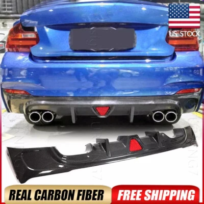 Диффузор кромка для заднего бампера BMW M235i M240i F22 F23 2014-2019 НАСТОЯЩИЙ КАРБОН со светодиодами - Изображение 1 из 4