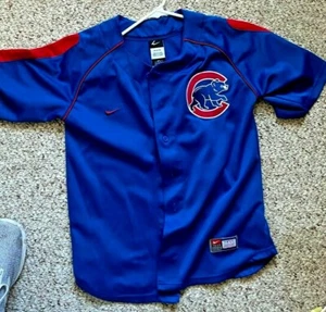 Chicago Cubs MLB Youth Blue Button Up Baseball Jersey Boys Large Used   - Picture 1 of 4