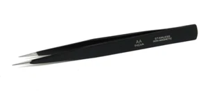 AA Tweezer Fine Tip Black Body Non Magnetic Tweezers Beading Jewelry Making... - Picture 1 of 10