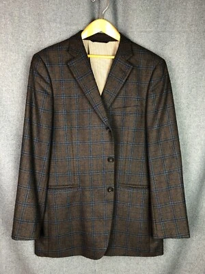 Blazer John Nordstrom 42L Lana Cachemira Mezcla Seda Cuadros Abrigo Deportivo Codos LEER Foto 1 de 4