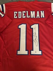 JULIAN EDELMAN JE11 New England Patriots SIGNED Red NFL CUSTOM JERSEY COA Auto