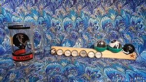 NFL ATLANTA FALCONS GLASS MUG STEIN  TANKARD 12 oz MINI HELMET (7) MGD BEER CAPS - Picture 1 of 9