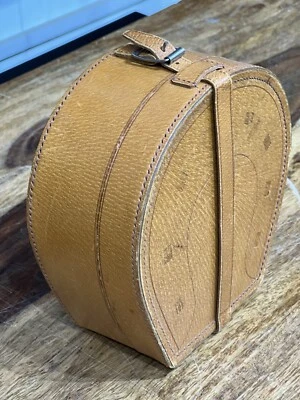 Antiguo Cuero Bronceado Cuello de Viaje Joyería Reloj Vanidad Caja Baratija Foto 1 de 4