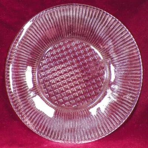 Jeannette Homespun Plate Only 4 Child's Tea Set Crystal Depression Glass - Picture 1 of 3