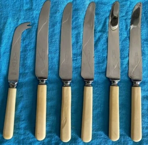 Wade & Butcher Table Knives; Celluloid Handles and Firth Markings, Sheffield - Picture 1 of 5