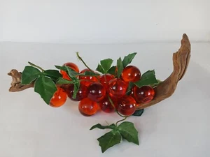 Vintage MCM, Reddish, Lucite Grape Cluster, Driftwood 14.5" - Picture 1 of 10