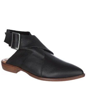 NIB Free People Womens Black Leather Bryce Wrap Flats Shoes - Size 40/9.5M - Picture 1 of 11
