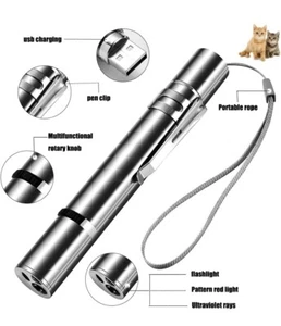 Cat Laser Toys Pointer for Indoor, Mouse Wand 4*0.6*0.6 Inch, Silver - Picture 1 of 7