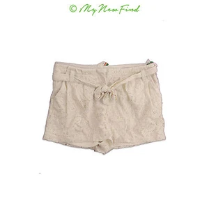 Mimi Chica Nordstrom Belted Shorts Size S Cotton Blend Lace Detail Beige NEW B73 - Picture 1 of 2