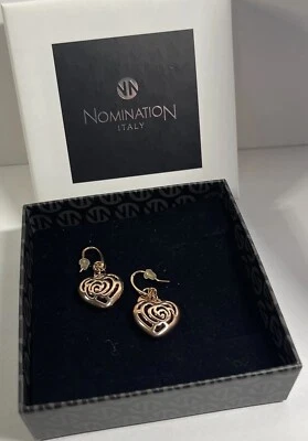 Nomination Heart Shaped Rose Gold Plated Dangle Earrings NWT in Box - - Image 1 of 4