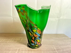 Vintage Norleans Hanky chief Vase-Green Art Glass – 20cm – Japan – Mid-Century - Picture 1 of 5