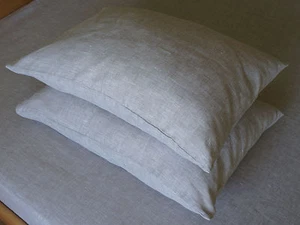 Set of 2 Linen Pillowcases Sham Cover Oatmeal 100% Flax Standard Queen King Euro - Picture 1 of 4