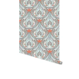 Geometric Blue Floral Self-Adhesive Peel Stick Wallpaper Surface Decor  3m - Picture 1 of 10