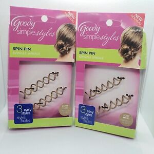Lot of 2 Goody SPIN PIN Simple Styles LIGHT Hair Pins New (4 Total) NEW HTF
