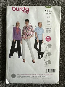 Burda 6026 Easy Sewing Pattern Shirt Blouse Tie Collar Sz 8-22 Plus Cut/complete - Picture 1 of 3