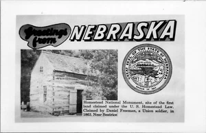 RPPC Saludos desde Nebraska NE Homestead Monumento Nacional B&W Postal sin usar - Imagen 1 de 2