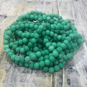 Natural Lava Beads Green 10mm Round Approx 38 pcs Free postage. Oz Seller - Picture 1 of 3