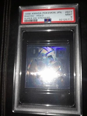 1998 AMADA POKEMON JAPANESE RAICHU HOLO SUPER DX STICKERS PSA 9 NINTENDO MINI  - Image 1 of 4