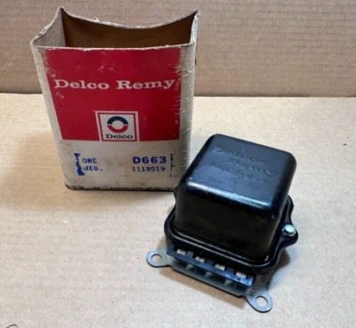 66 67 Corvette NOS Delco Remy Voltage Regulator GM 1119519 D663 Date 6G - Image 1 of 4