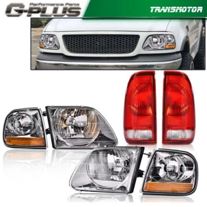 Chrome/Amber Headlight Fit For 1997-03 Ford F-150 Left & Right W/ Red Tail Light - Picture 1 of 13
