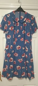 Cath Kidston Blue Floral Poppy Dress Uk Size 16 - Picture 1 of 7