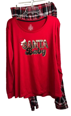 Santa Baby Women's Pajamas Set by Secret Treasures- Size: Large-Color: Red/Plaid - Image 1 of 4