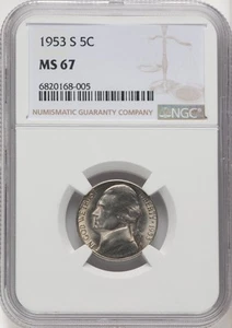 1953-S 5C Jefferson Nickel NGC MS67 (777709001) - Picture 1 of 2