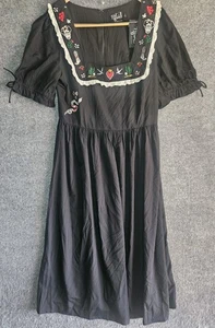 Hell Bunny Size LG Tessie Maxi Dress Square Lace Trim Neck Halloween Black NWT - Picture 1 of 9