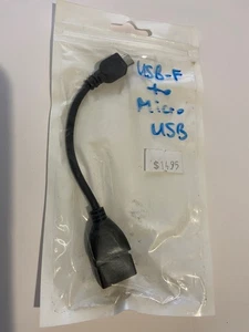 ON THE GO CABLE USB-FEMALE TO MICRO USB Converter Cable Adaptor Black OTG CA961 - Picture 1 of 4