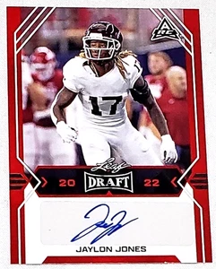 2022 LEAF DRAFT RED JAYLON JONES ROOKIE AUTOGRAPH CARD #BA-JJ1 FOOTBALL CARD - Picture 1 of 1