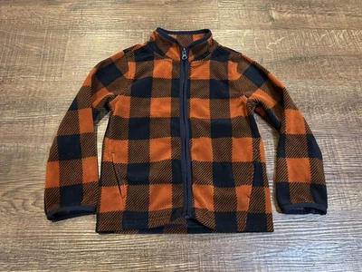 Jaqueta de flanela Oshkosh B'Gosh masculina com zíper tamanho 5 marrom e azul marinho - Imagem 1 de 4