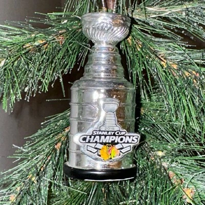 Chicago Blackhawks 2015 Stanley Cup Trophy Replica Champions Christmas Ornament - Image 1 of 4
